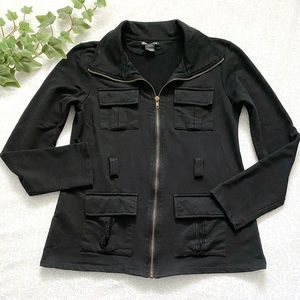 Miss Chievous zip jacket w/ 4 front pockets & lace, black